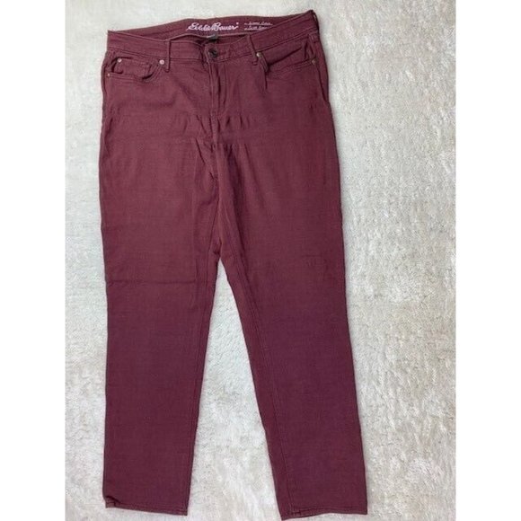 Eddie Bauer Size 10 Womens Jeans Maroon Slightly Curvy Slim Straight Mid… - Picture 1 of 6